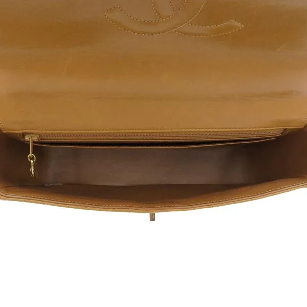 CHANEL Around 1995 Made Tortoiseshell Classic Flap Chain Bag 25Cm Camel