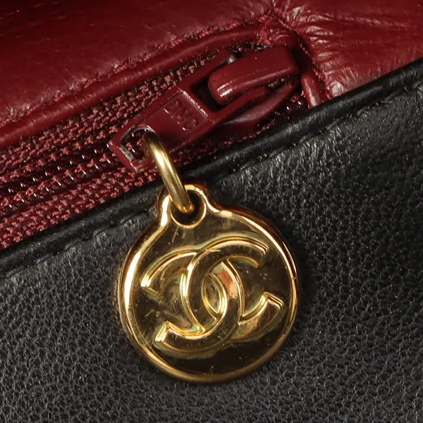 Chanel Around 1995 Made V Flap Mademoiselle Stitch Cc Mark Shoulder Bag Black