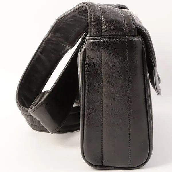 Chanel Around 1995 Made V Flap Mademoiselle Stitch Cc Mark Shoulder Bag Black