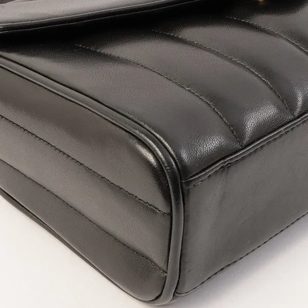 Chanel Around 1995 Made V Flap Mademoiselle Stitch Cc Mark Shoulder Bag Black