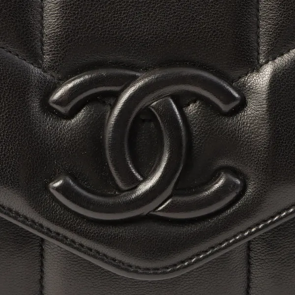 Chanel Around 1995 Made V Flap Mademoiselle Stitch Cc Mark Shoulder Bag Black