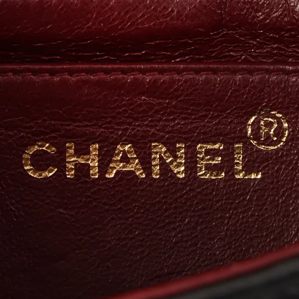 Chanel Around 1995 Made V Flap Mademoiselle Stitch Cc Mark Shoulder Bag Black