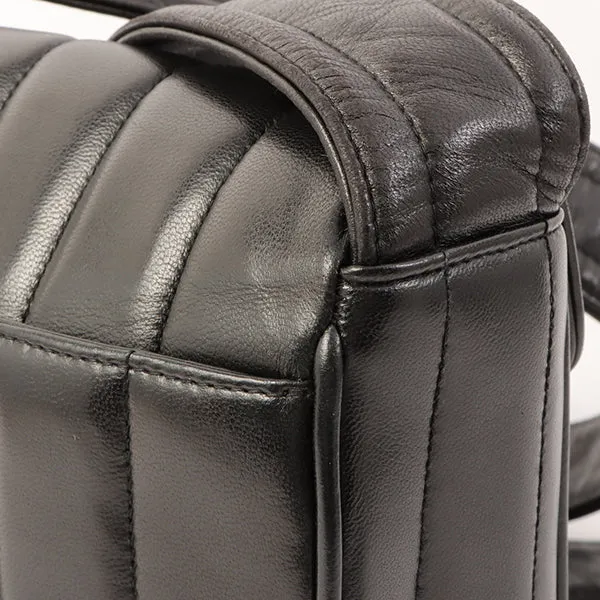Chanel Around 1995 Made V Flap Mademoiselle Stitch Cc Mark Shoulder Bag Black