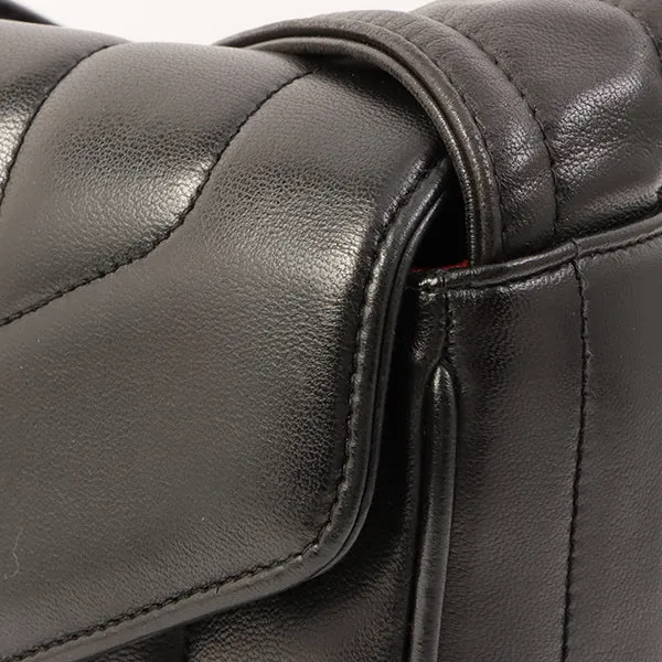 Chanel Around 1995 Made V Flap Mademoiselle Stitch Cc Mark Shoulder Bag Black