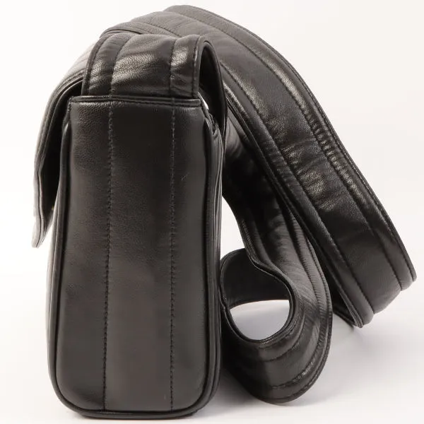 Chanel Around 1995 Made V Flap Mademoiselle Stitch Cc Mark Shoulder Bag Black
