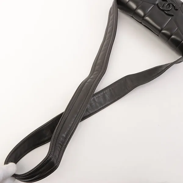 Chanel Around 1995 Made V Flap Mademoiselle Stitch Cc Mark Shoulder Bag Black