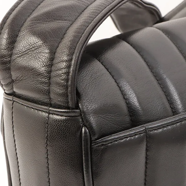 Chanel Around 1995 Made V Flap Mademoiselle Stitch Cc Mark Shoulder Bag Black