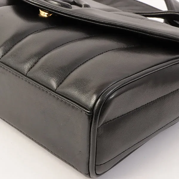 Chanel Around 1995 Made V Flap Mademoiselle Stitch Cc Mark Shoulder Bag Black
