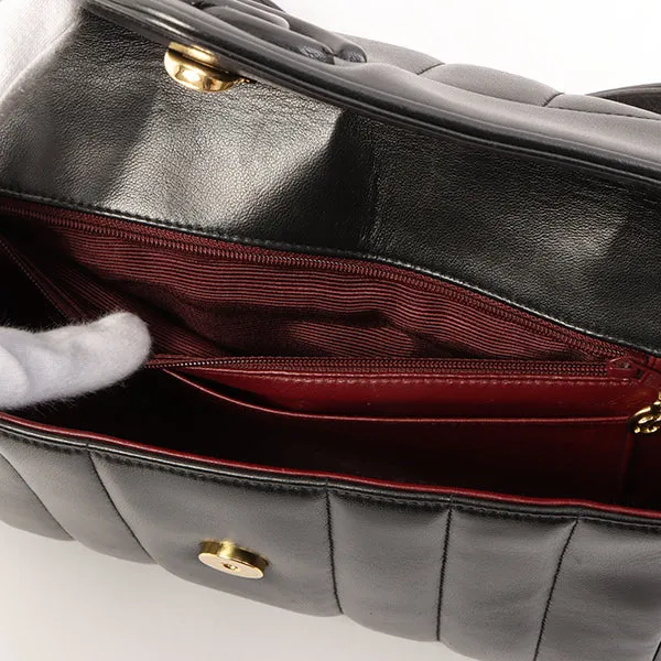 Chanel Around 1995 Made V Flap Mademoiselle Stitch Cc Mark Shoulder Bag Black