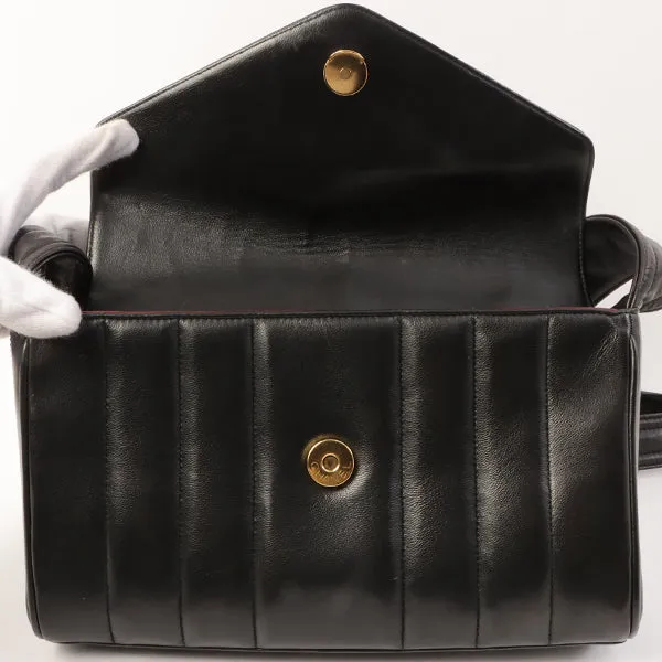 Chanel Around 1995 Made V Flap Mademoiselle Stitch Cc Mark Shoulder Bag Black