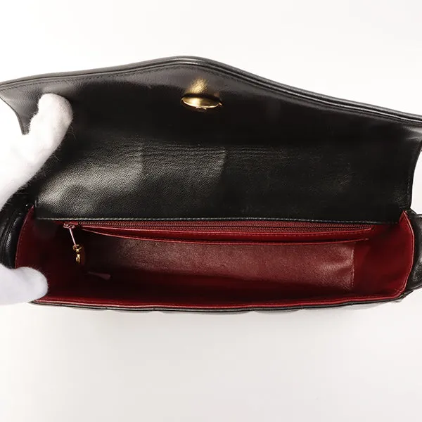 Chanel Around 1995 Made V Flap Mademoiselle Stitch Cc Mark Shoulder Bag Black