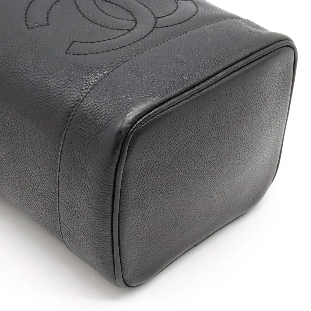 CHANEL CHANEL Caviar S Cocomark Vanity Bag Handbag Cosmetic Bag Cosmetic Leather Black Gold  A01998