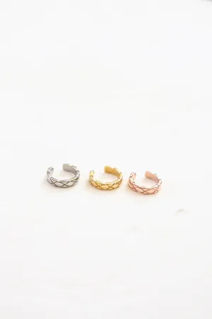 Chenille sterling silver quilting textured minimal ear cuff earring