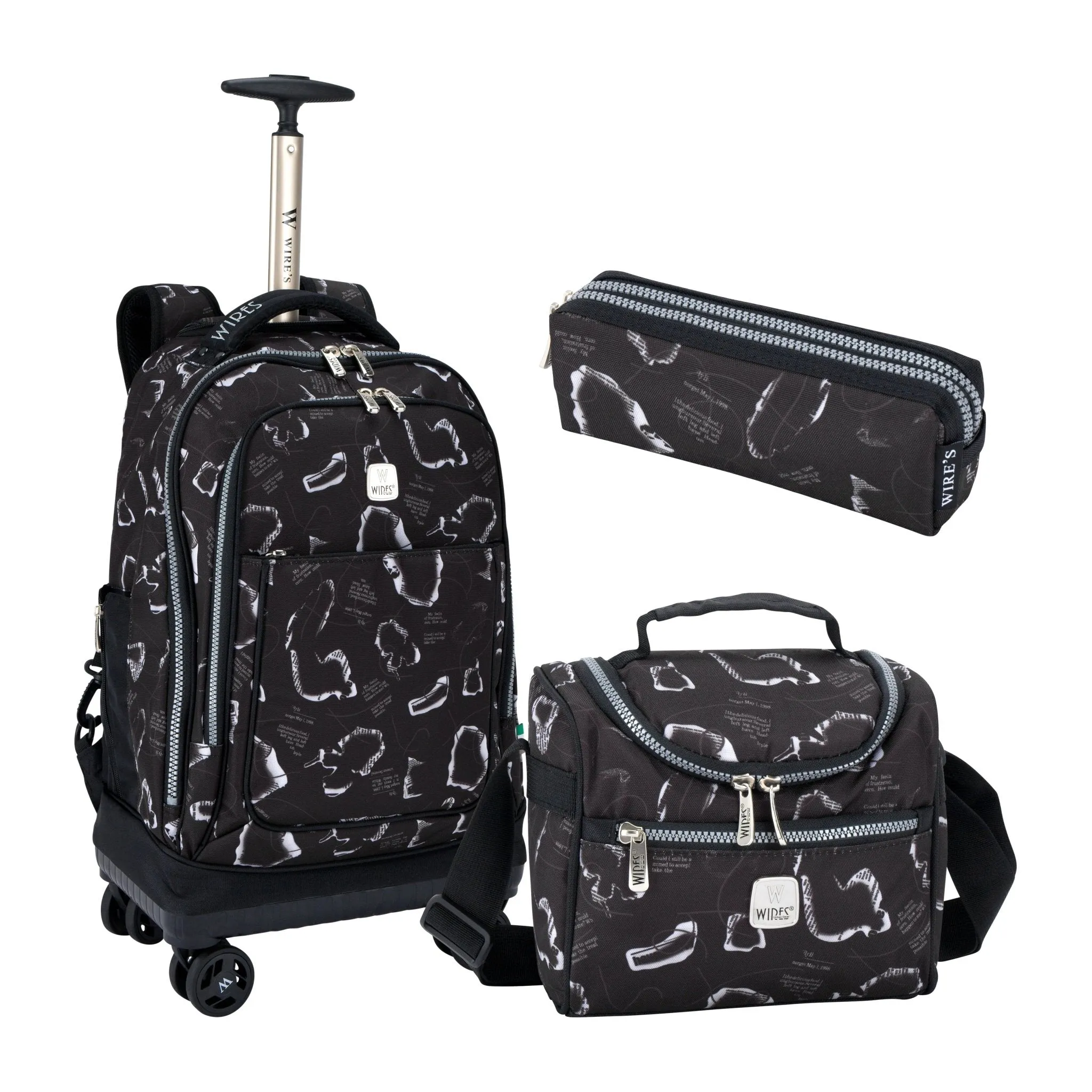 Cipher 8-Wheels School Backpack Trolley Set (Lunch bag & Pencil Case)