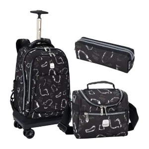 Cipher 8-Wheels School Backpack Trolley Set (Lunch bag & Pencil Case)