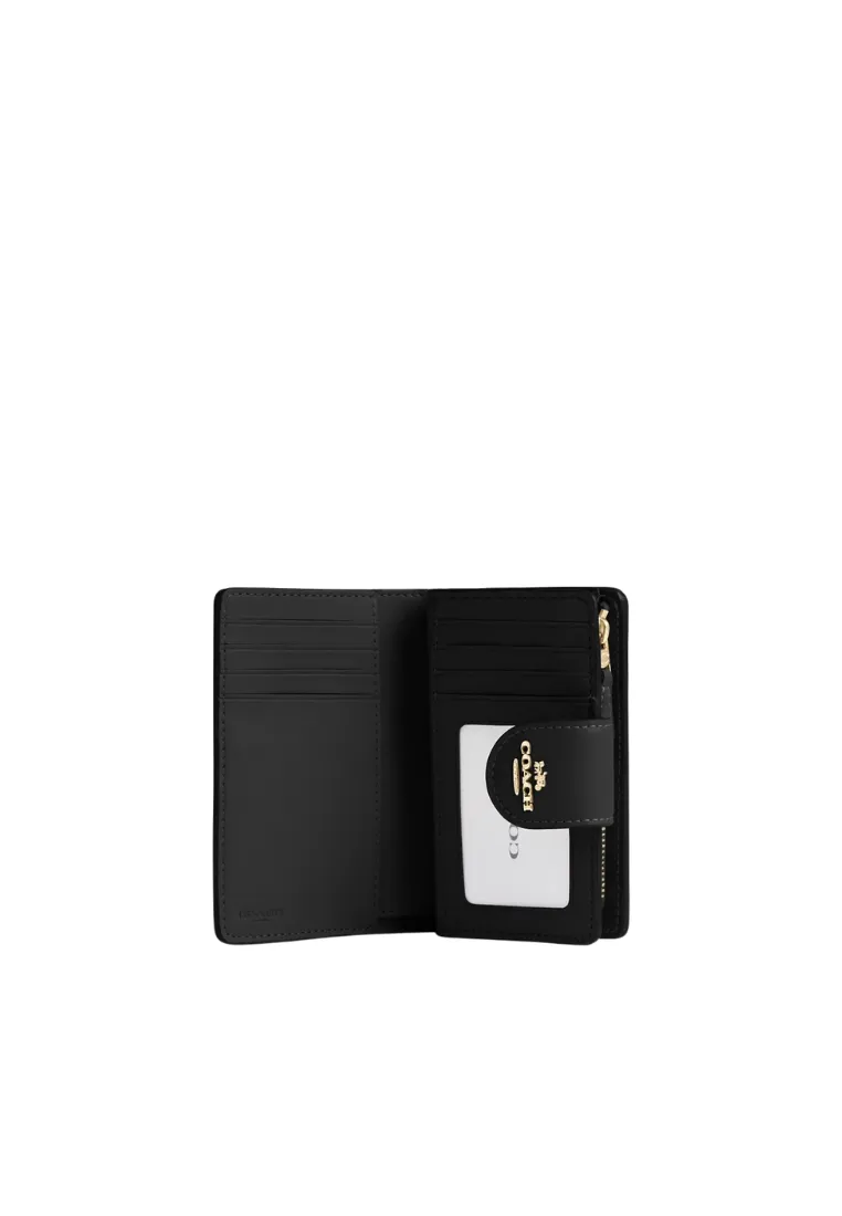 Coach Corner Zip Wallet Medium Signature In Walnut Black CW786