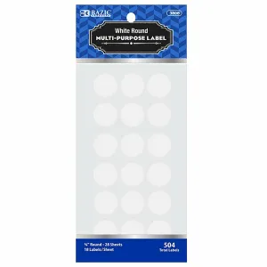 Coding Labels White 3/4" Round [504/pk]