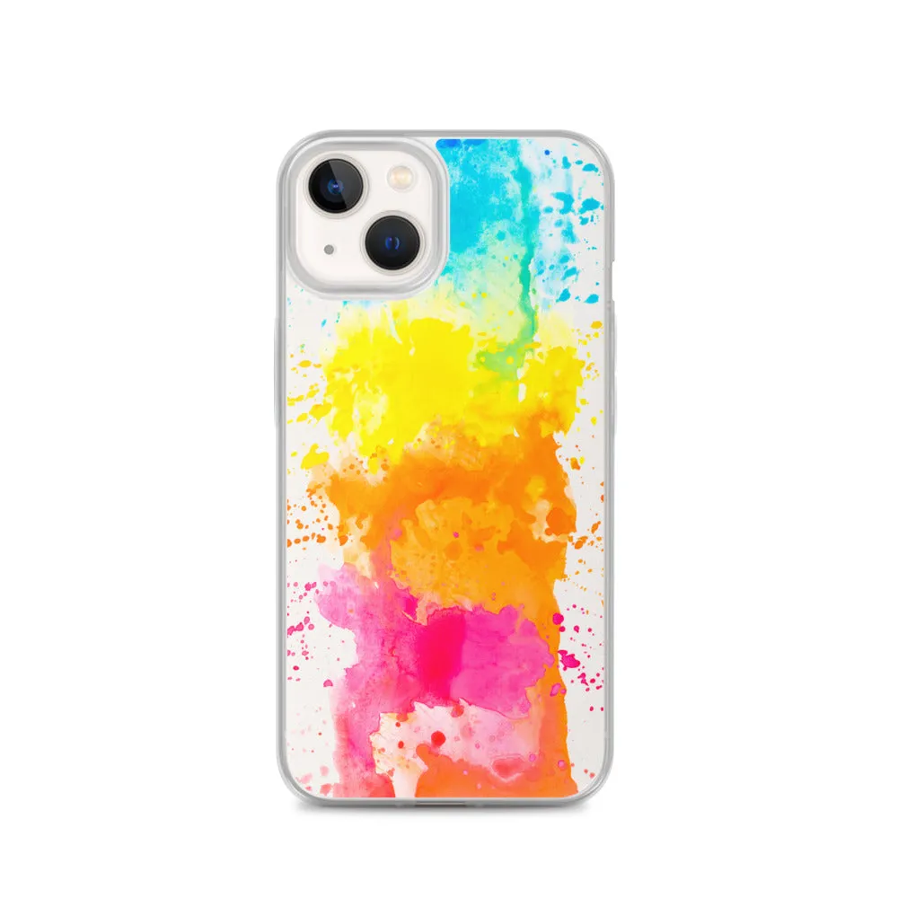 Colorful Paint Splatter iPhone 15 14 13 12 Pro Max Clear Case Abstract Art Print Cute Aesthetic iPhone 11 Mini SE XS XR X 7 8 Cell Phone