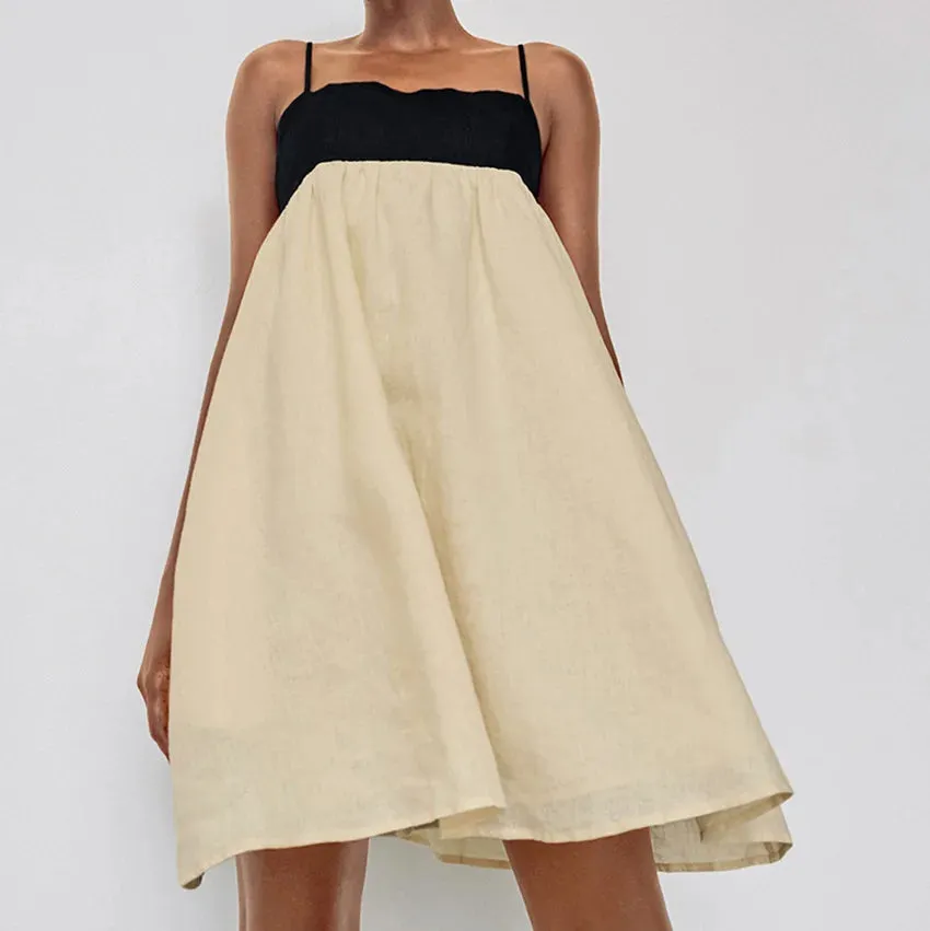 Contrast Strap Stylish Straight Mini Dress