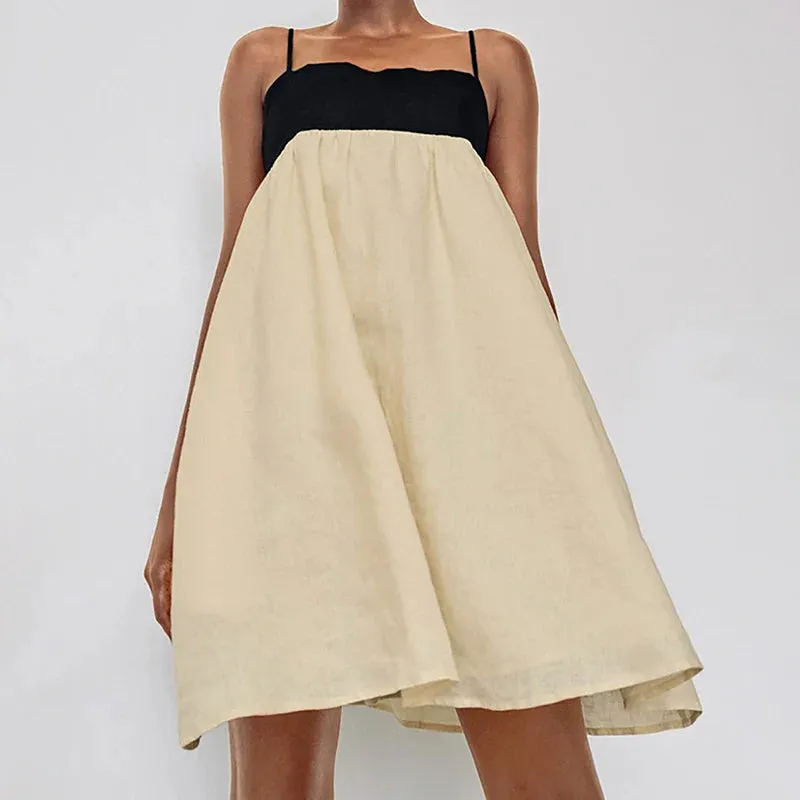Contrast Strap Stylish Straight Mini Dress