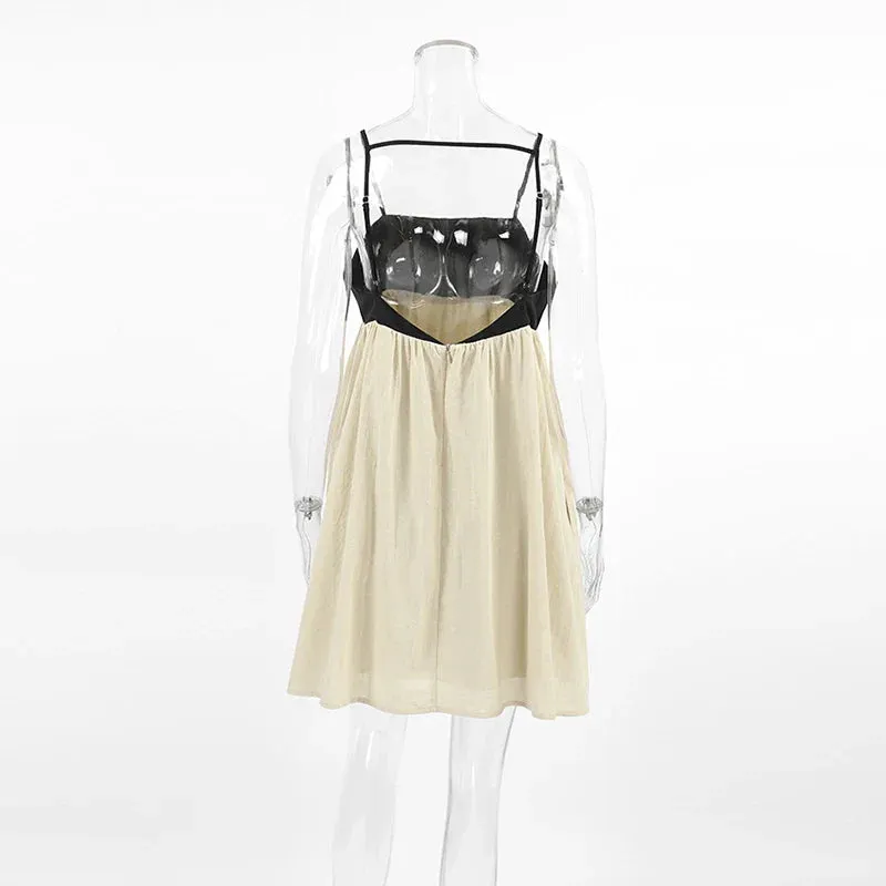 Contrast Strap Stylish Straight Mini Dress