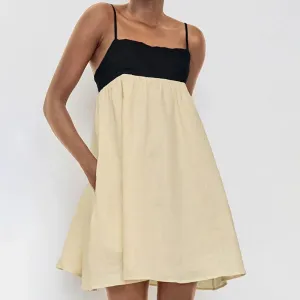 Contrast Strap Stylish Straight Mini Dress