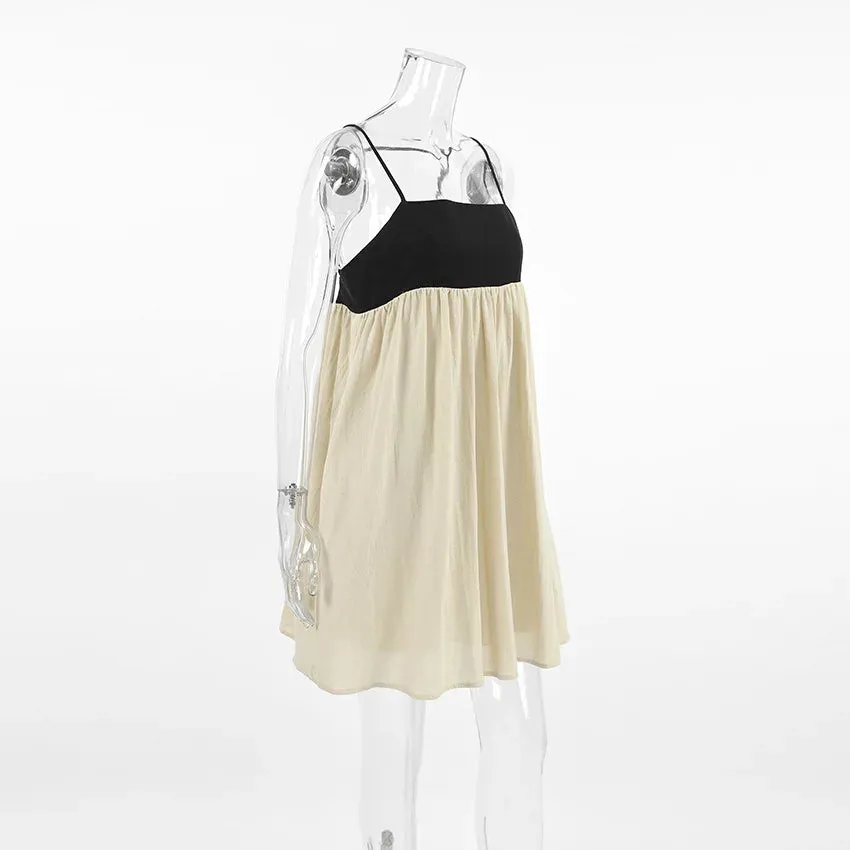 Contrast Strap Stylish Straight Mini Dress