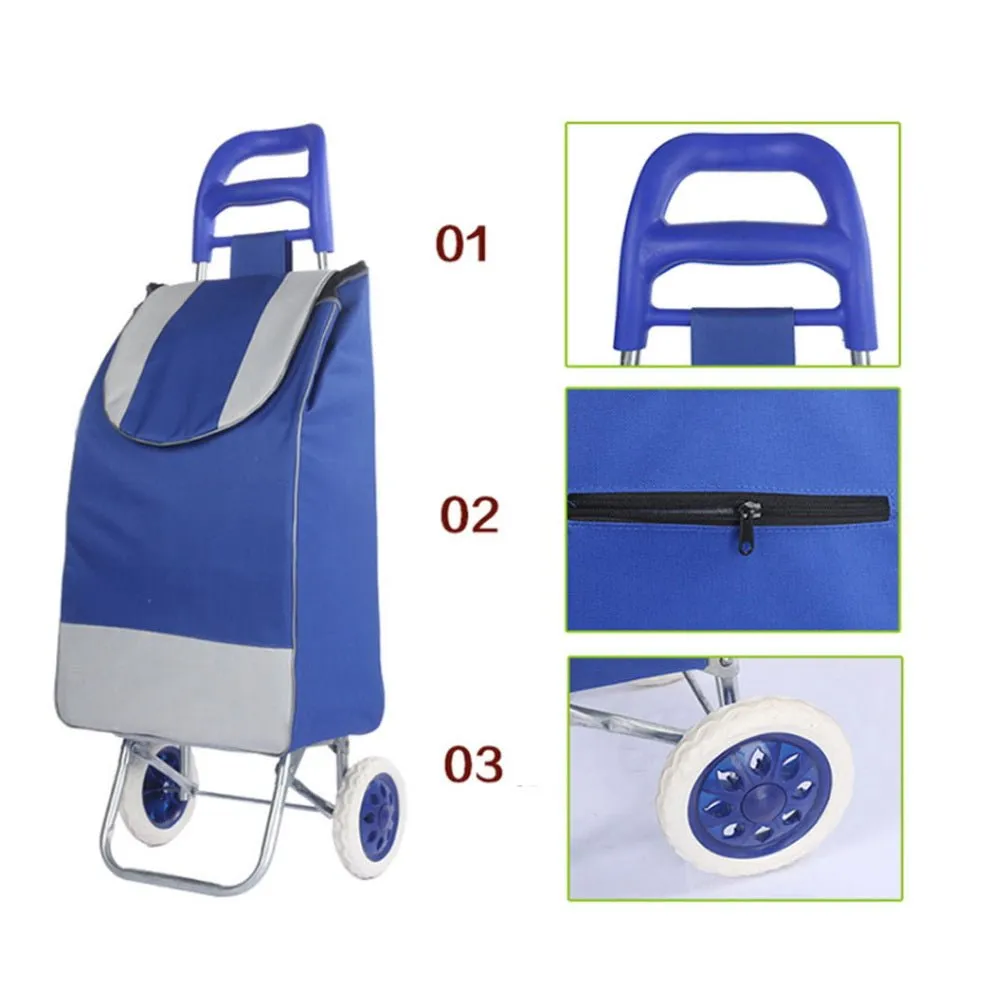 CRONY SC001 Shiping Cart Shopping Trolley Bag Folding Shopping Cart Collapsible Trolley Bag | black