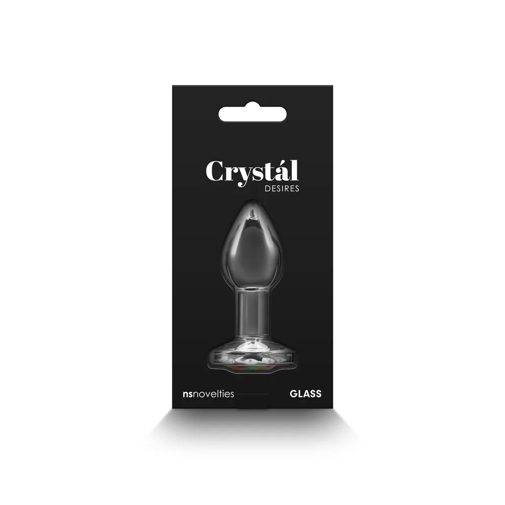 Crystal Desires Glass Round Gem Butt Plug Small - Rainbow