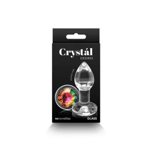 Crystal Desires Glass Round Gem Butt Plug Small - Rainbow