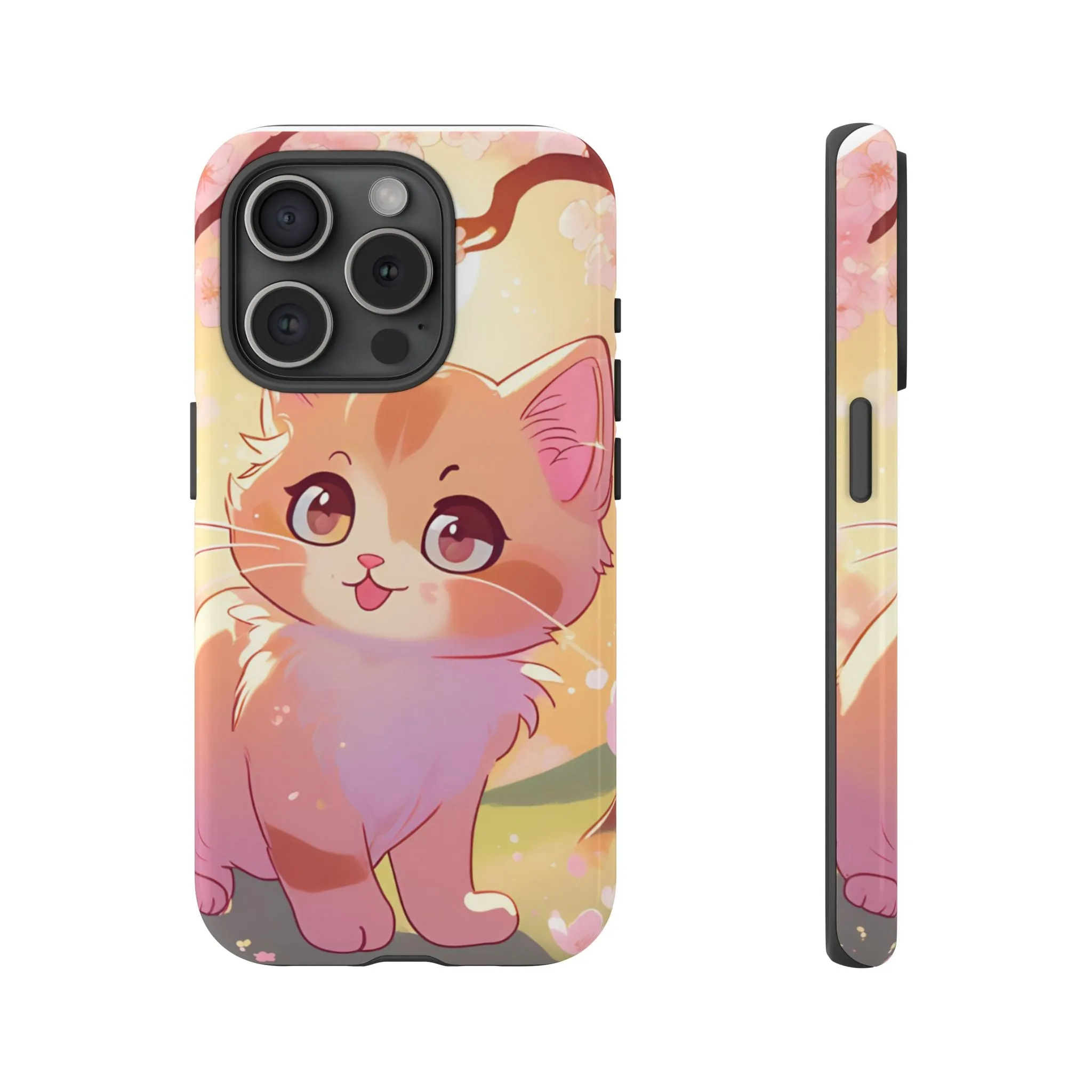 Cute Cat Tough Phone Case - Kawaii Design for Animal Lovers