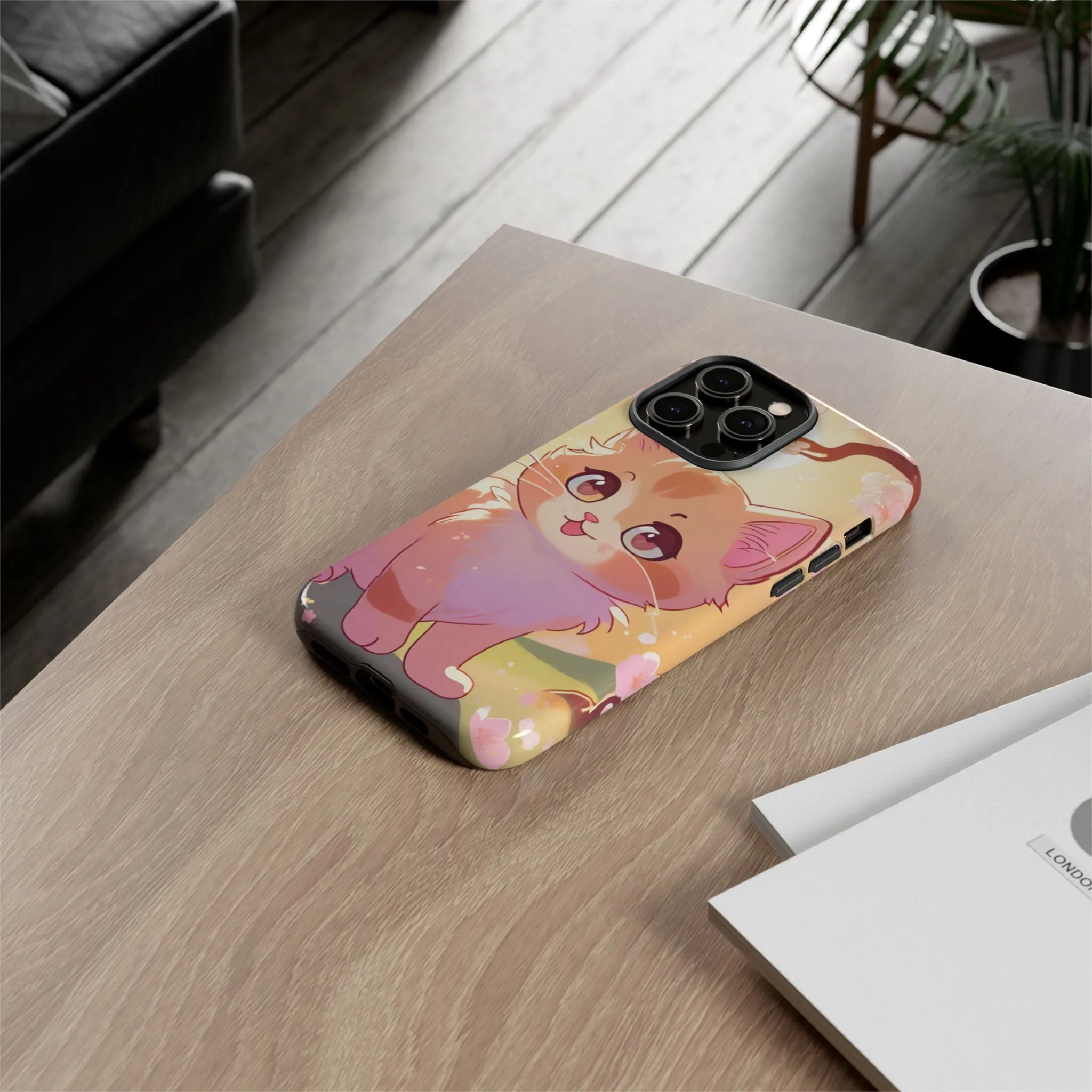 Cute Cat Tough Phone Case - Kawaii Design for Animal Lovers