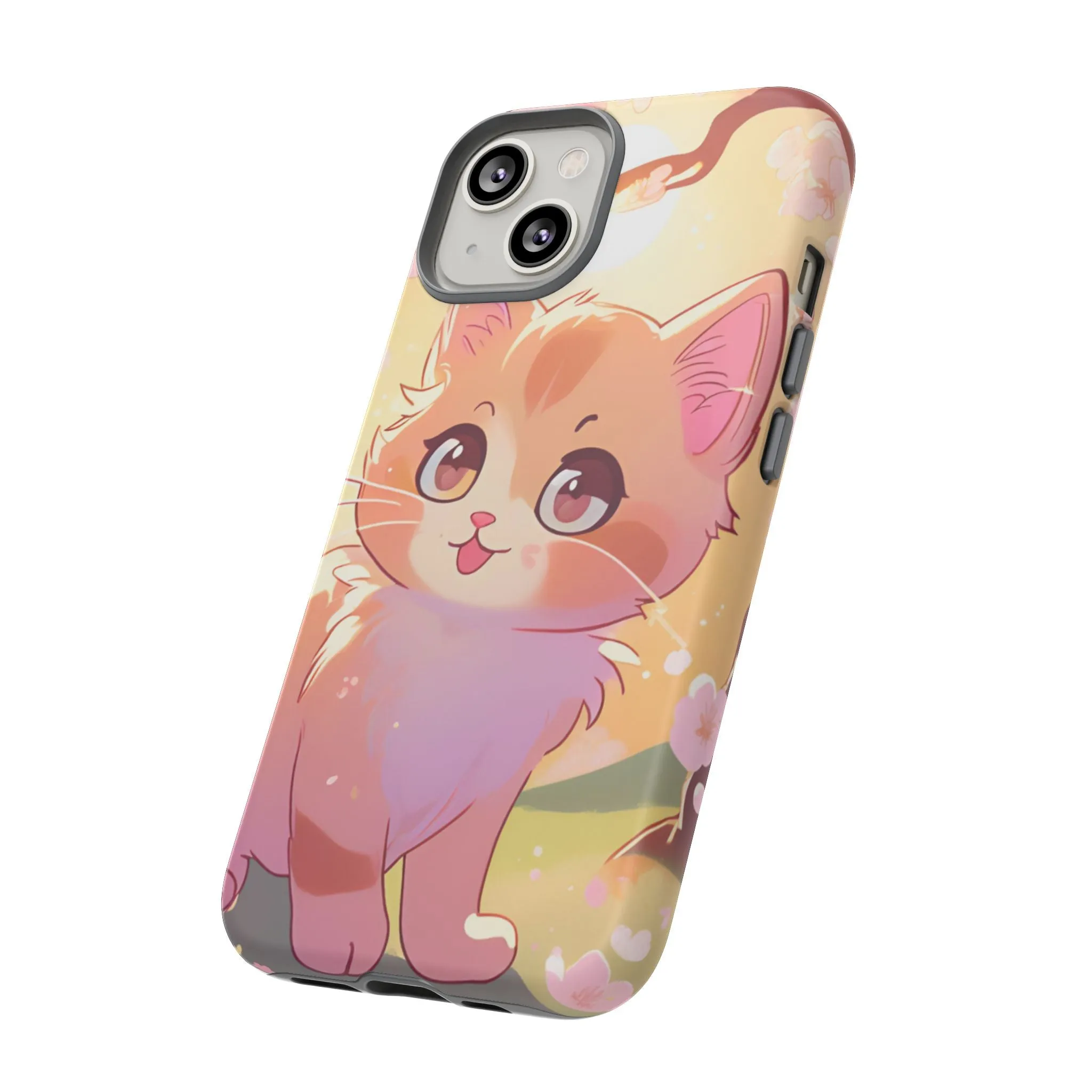Cute Cat Tough Phone Case - Kawaii Design for Animal Lovers