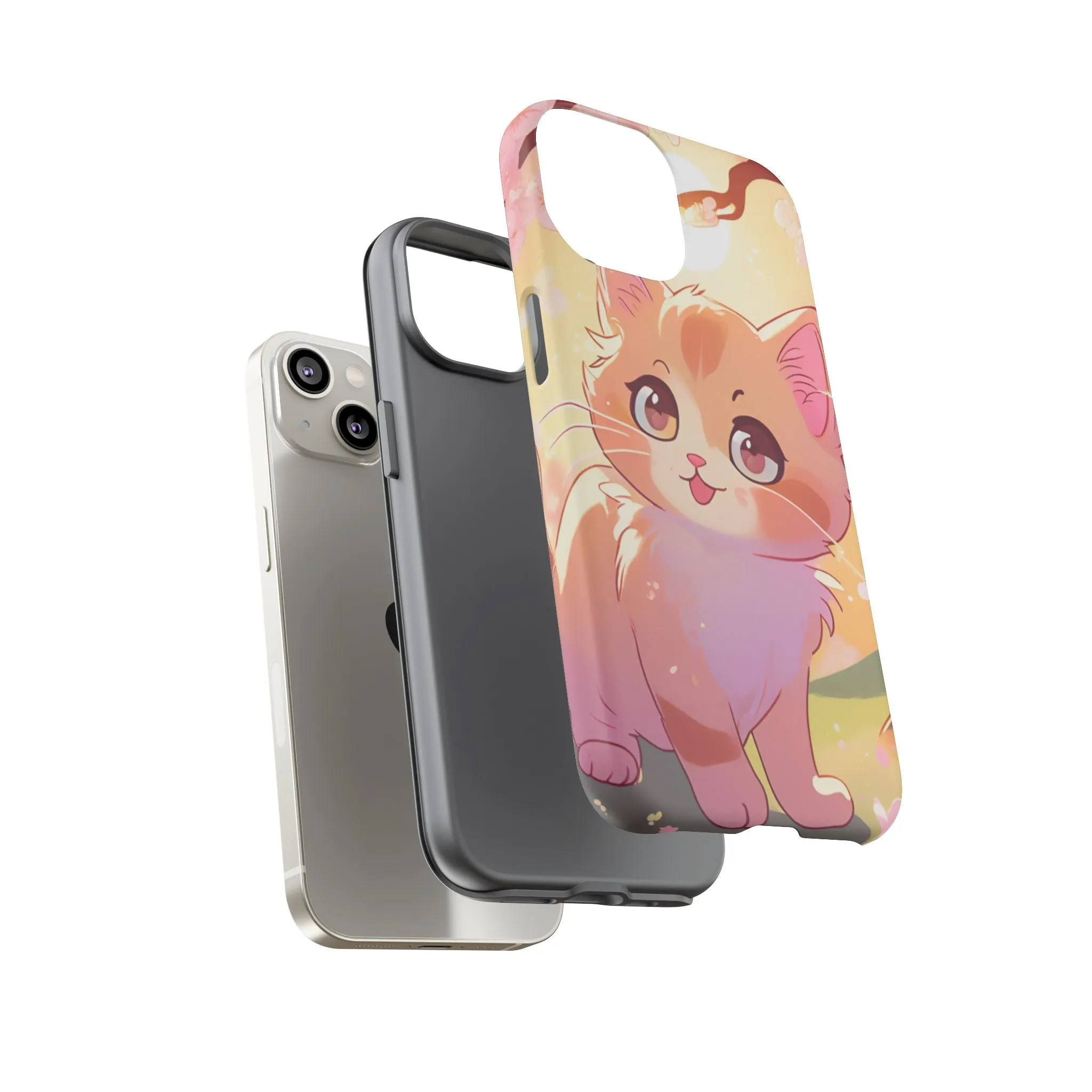 Cute Cat Tough Phone Case - Kawaii Design for Animal Lovers