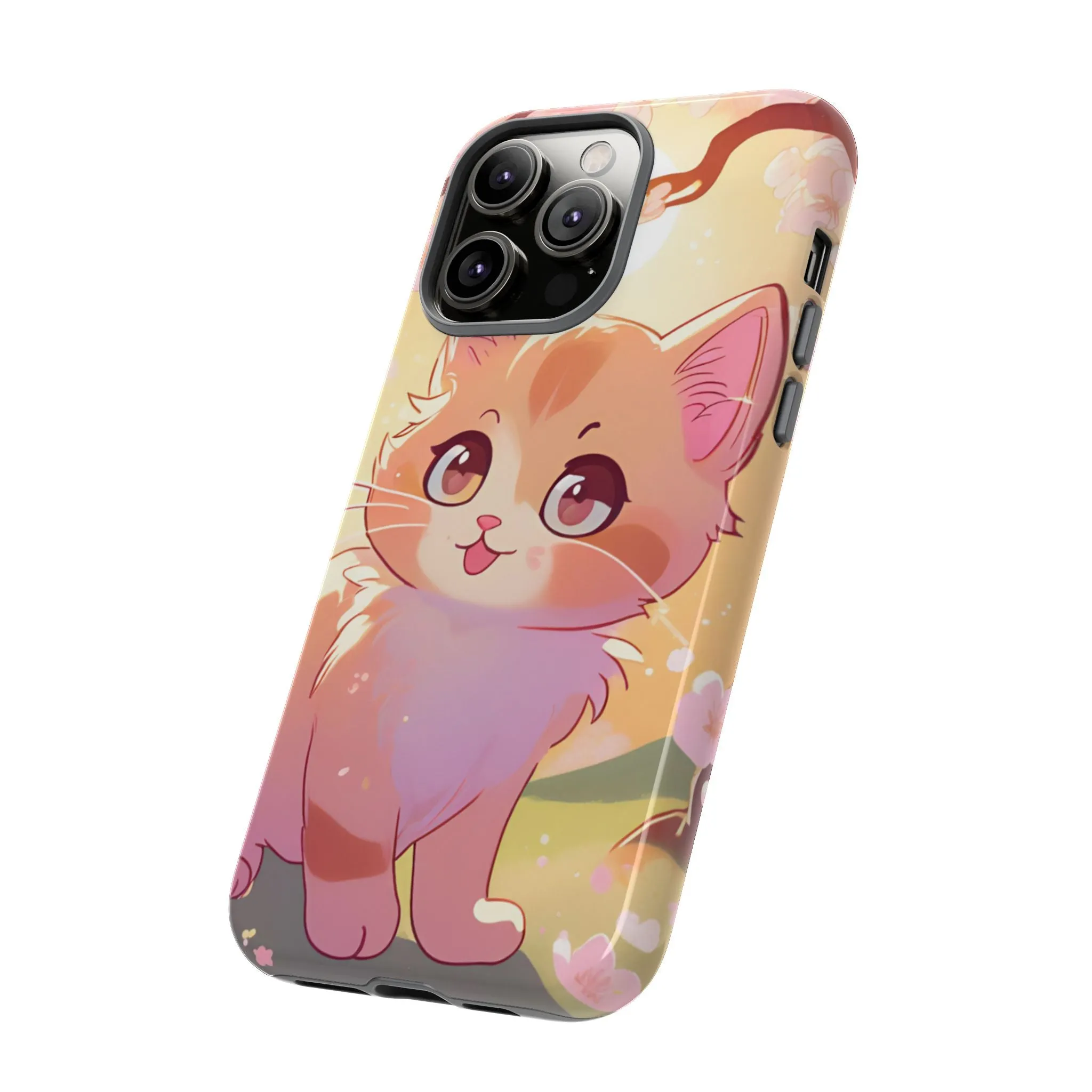 Cute Cat Tough Phone Case - Kawaii Design for Animal Lovers