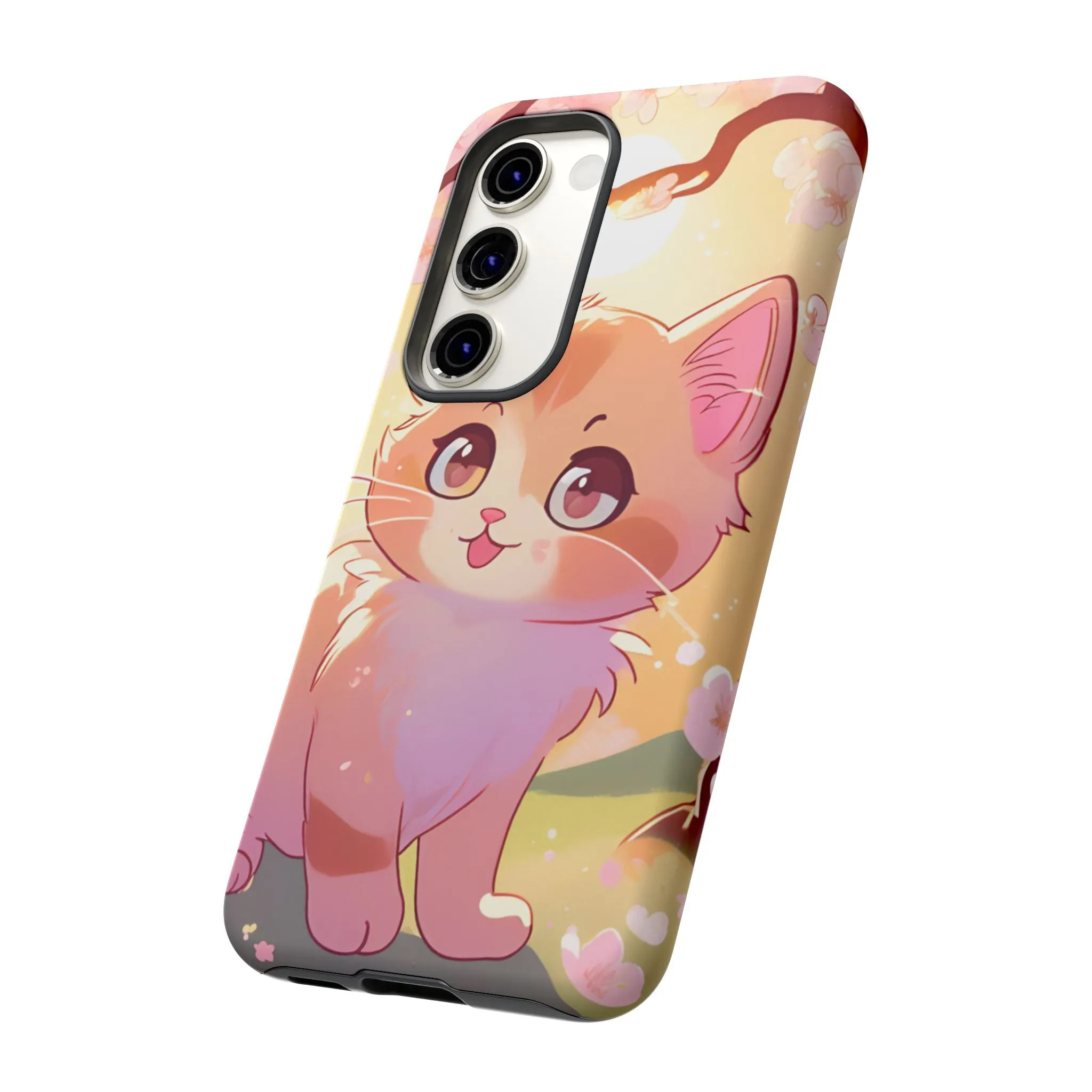 Cute Cat Tough Phone Case - Kawaii Design for Animal Lovers