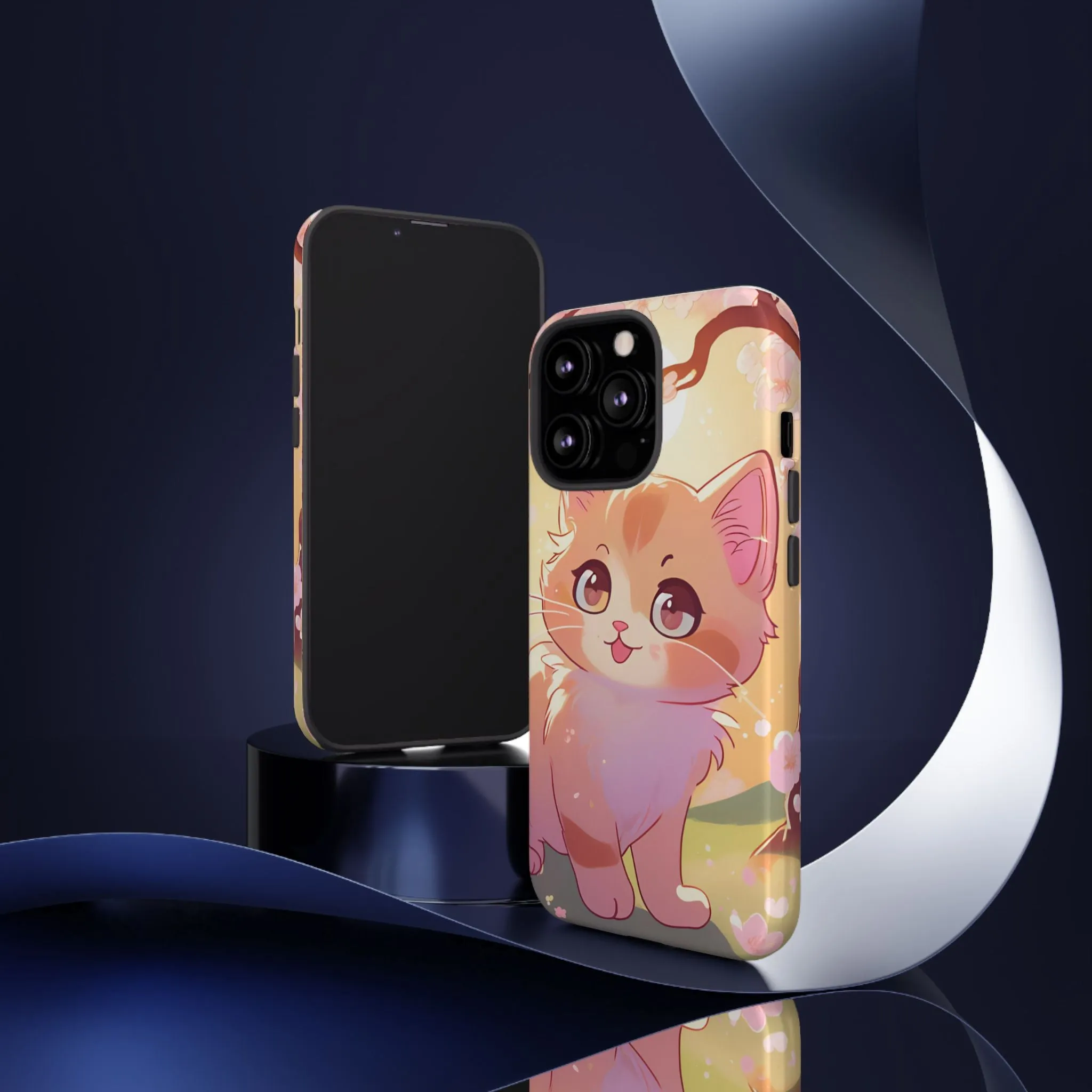 Cute Cat Tough Phone Case - Kawaii Design for Animal Lovers