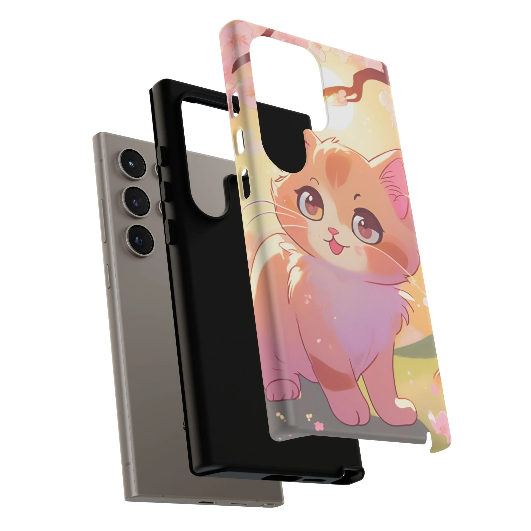Cute Cat Tough Phone Case - Kawaii Design for Animal Lovers