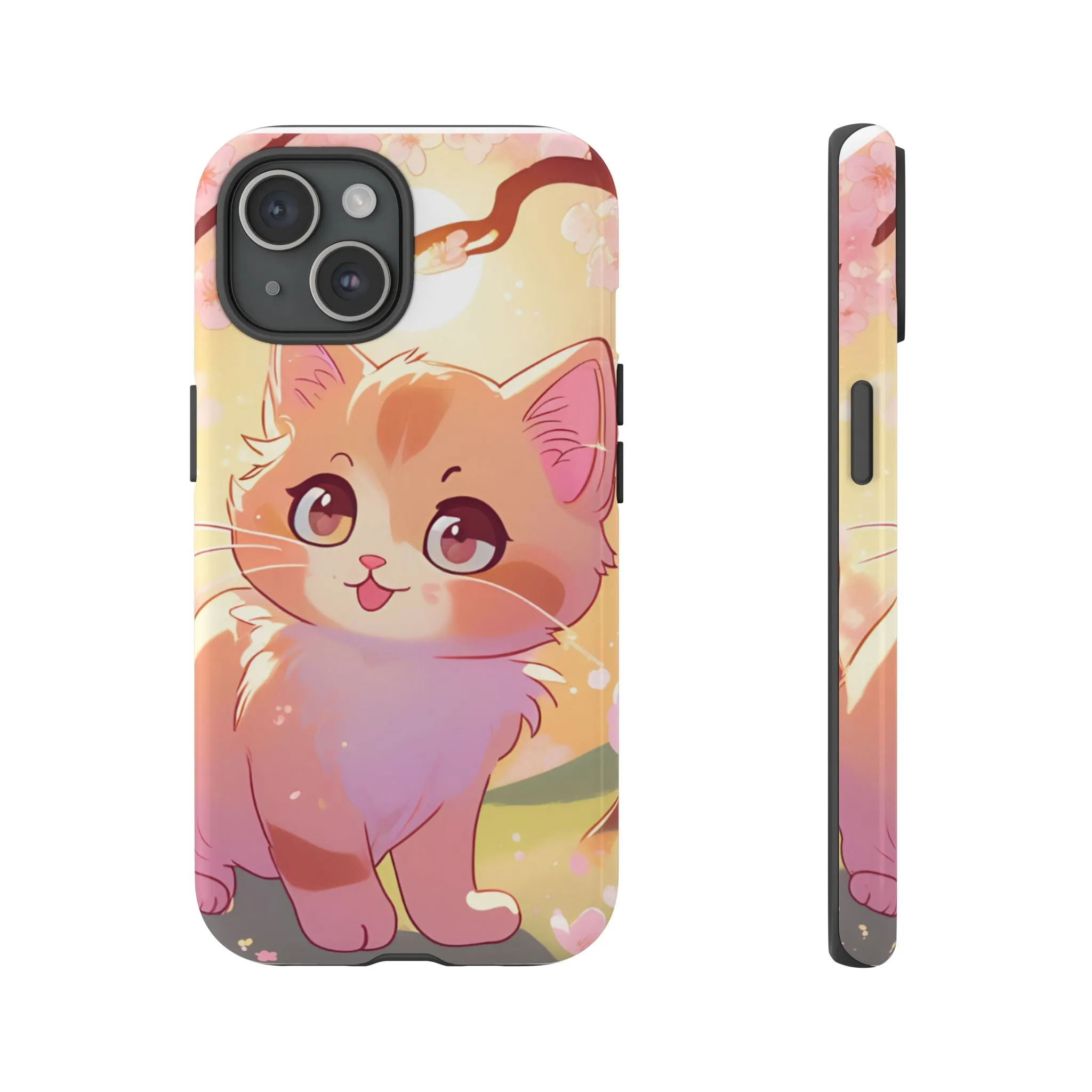 Cute Cat Tough Phone Case - Kawaii Design for Animal Lovers