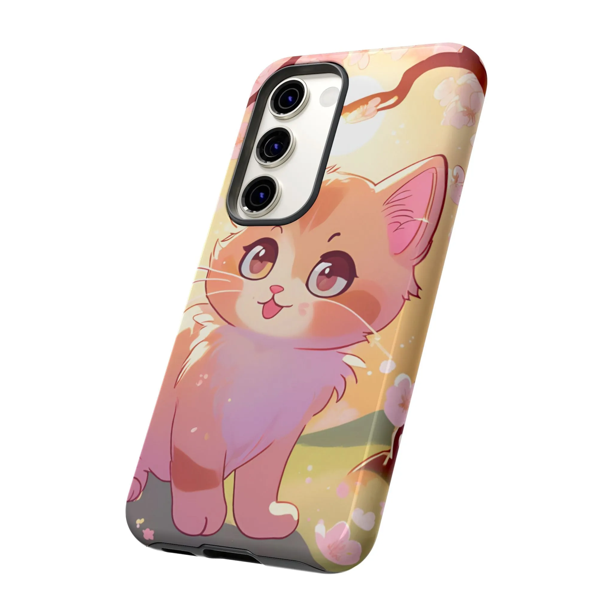 Cute Cat Tough Phone Case - Kawaii Design for Animal Lovers