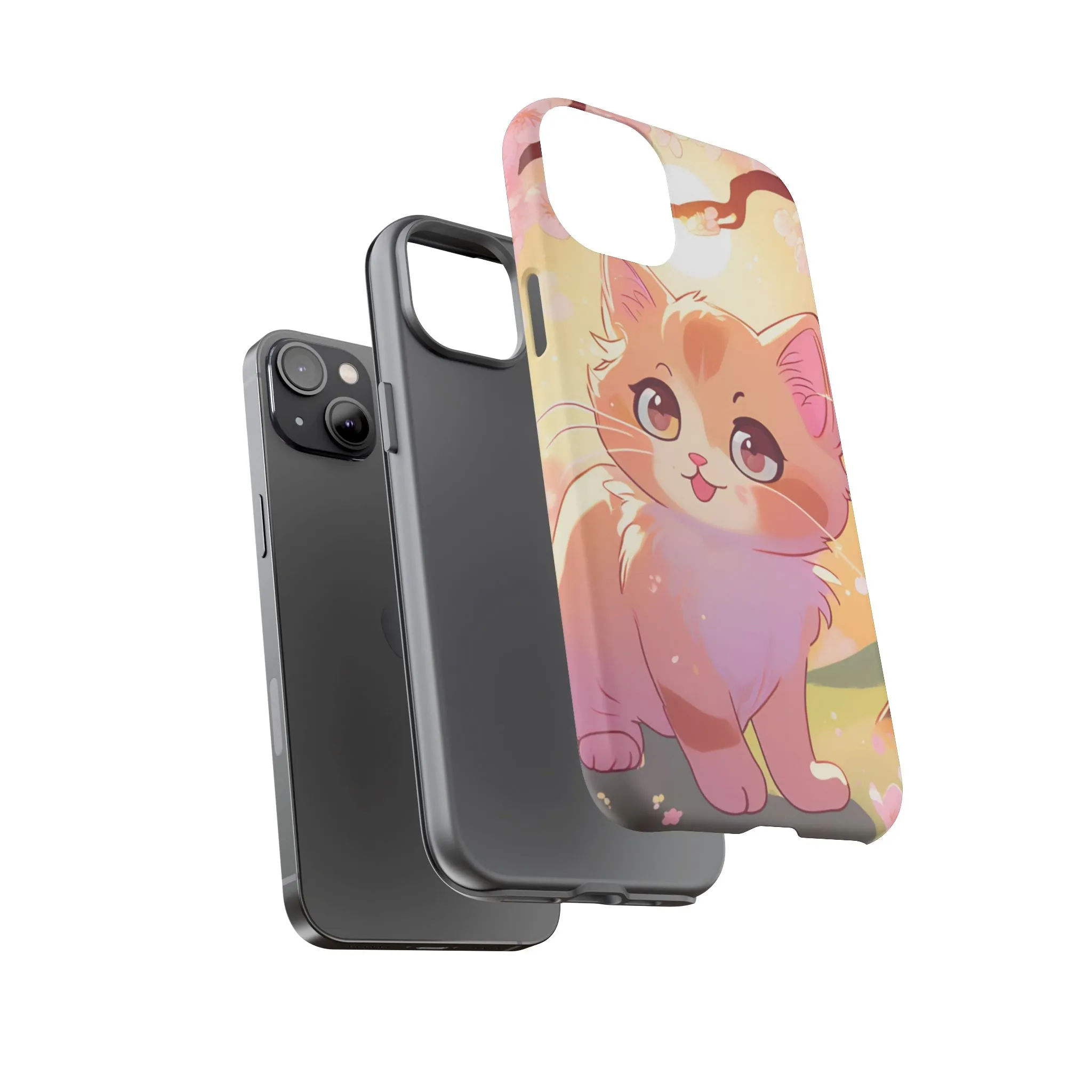 Cute Cat Tough Phone Case - Kawaii Design for Animal Lovers