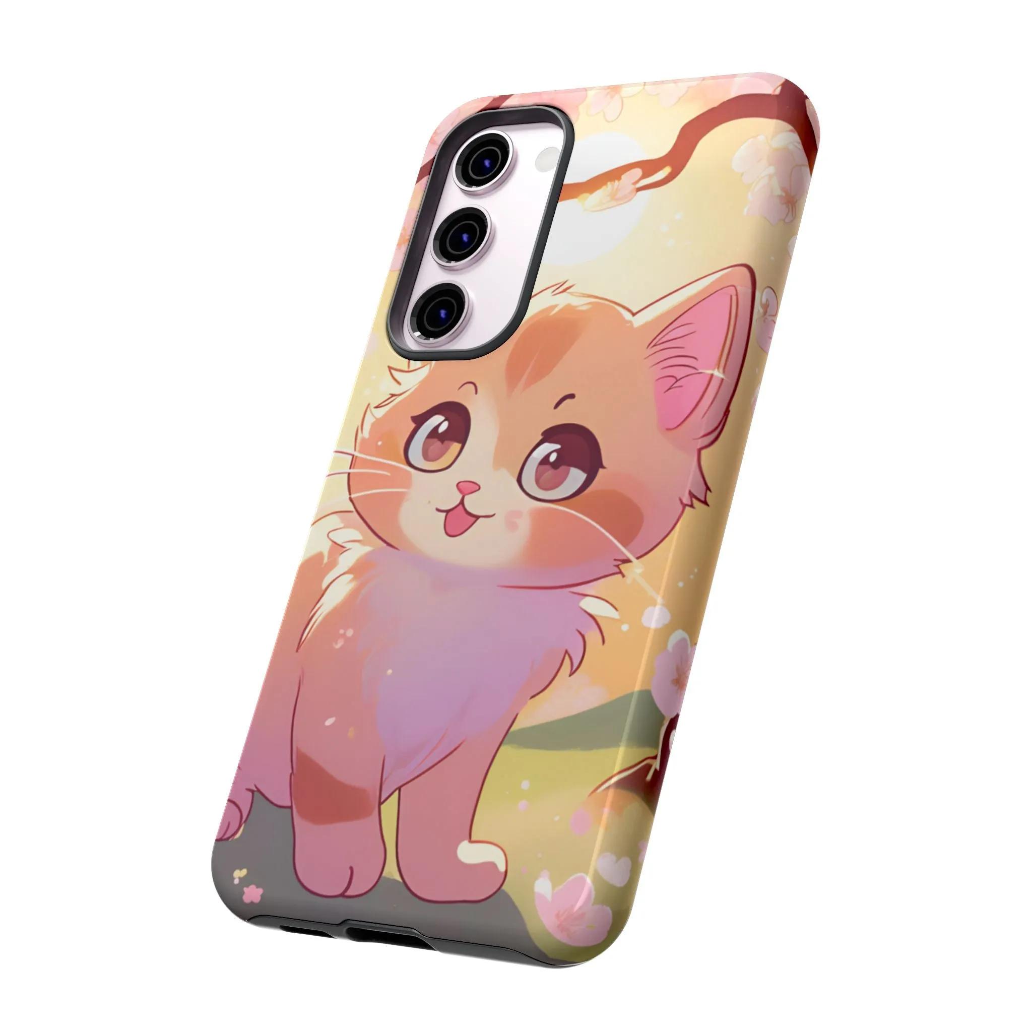 Cute Cat Tough Phone Case - Kawaii Design for Animal Lovers