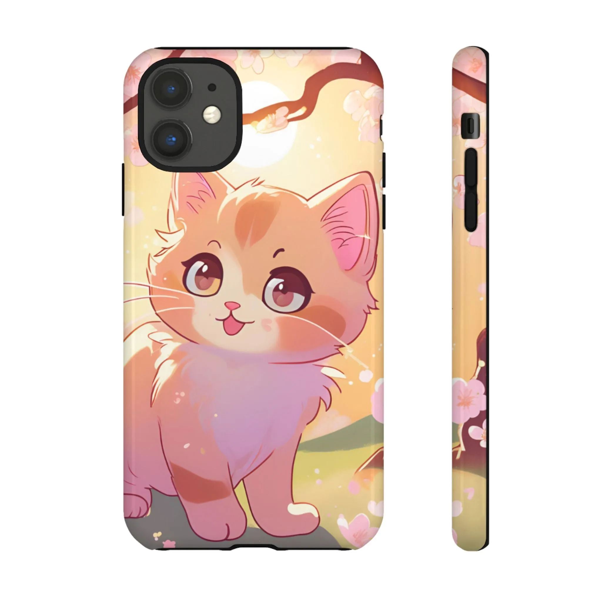Cute Cat Tough Phone Case - Kawaii Design for Animal Lovers