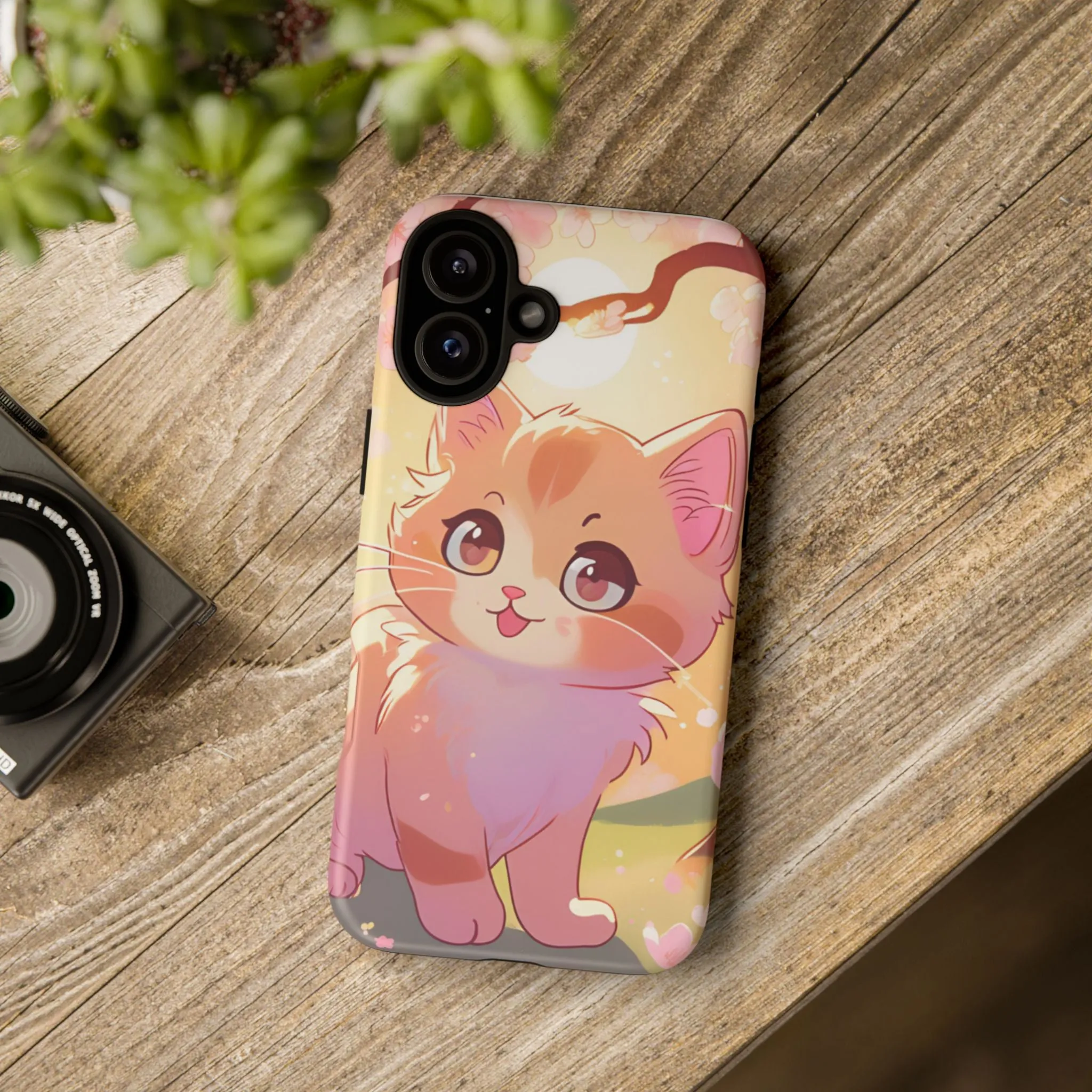 Cute Cat Tough Phone Case - Kawaii Design for Animal Lovers