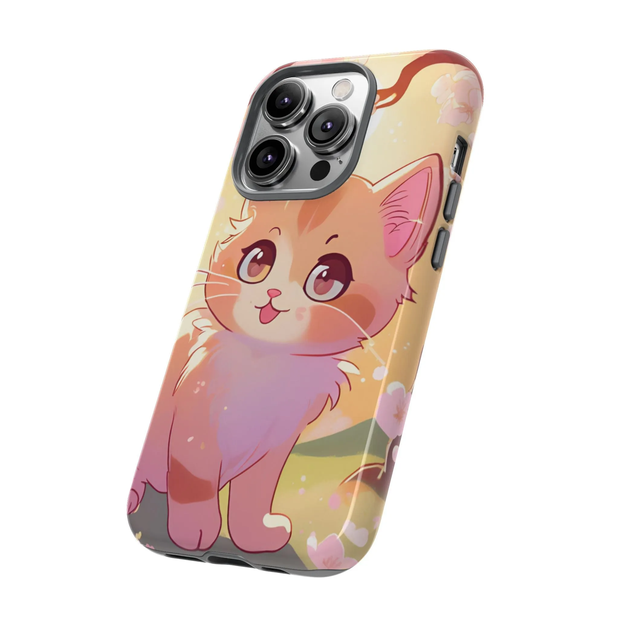 Cute Cat Tough Phone Case - Kawaii Design for Animal Lovers