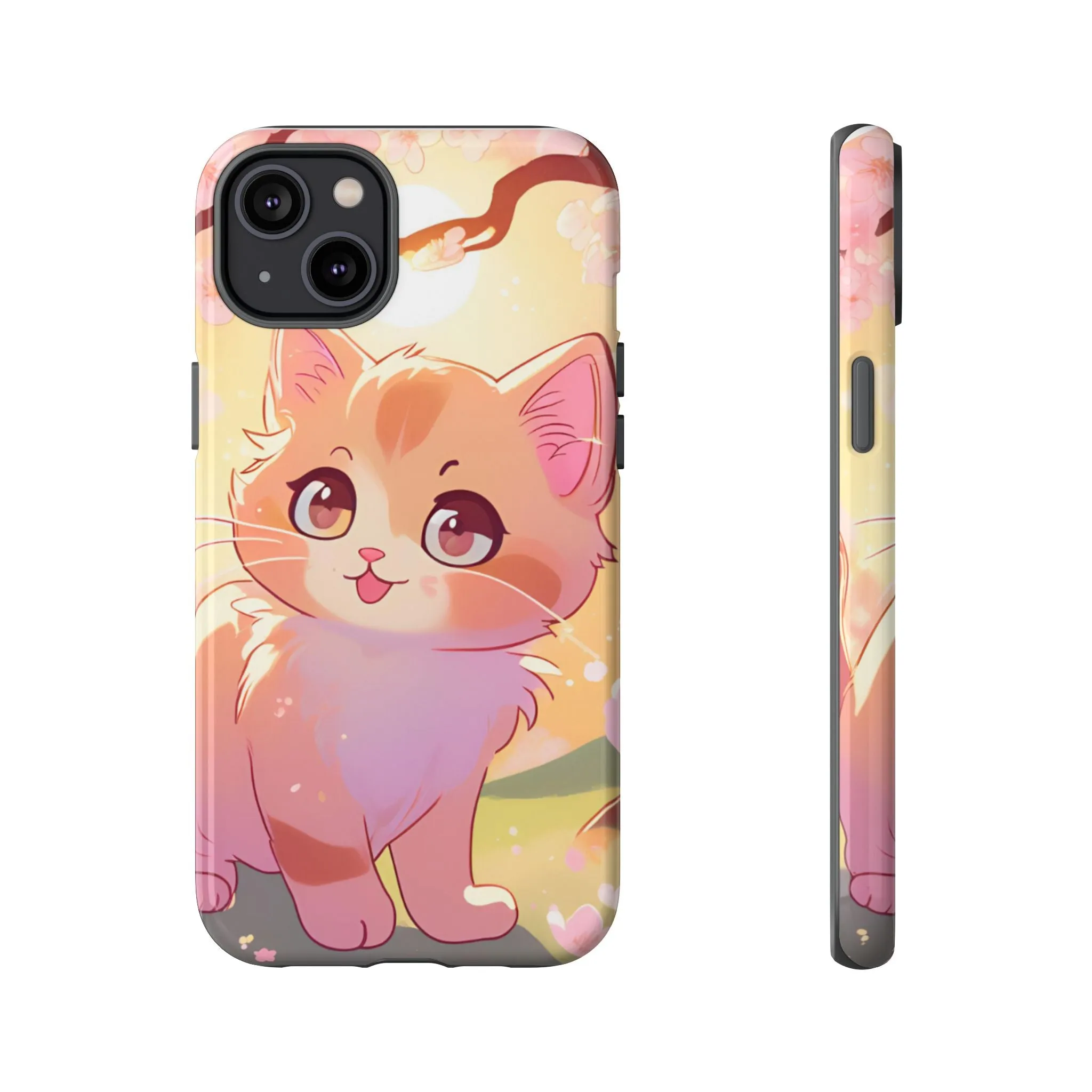 Cute Cat Tough Phone Case - Kawaii Design for Animal Lovers