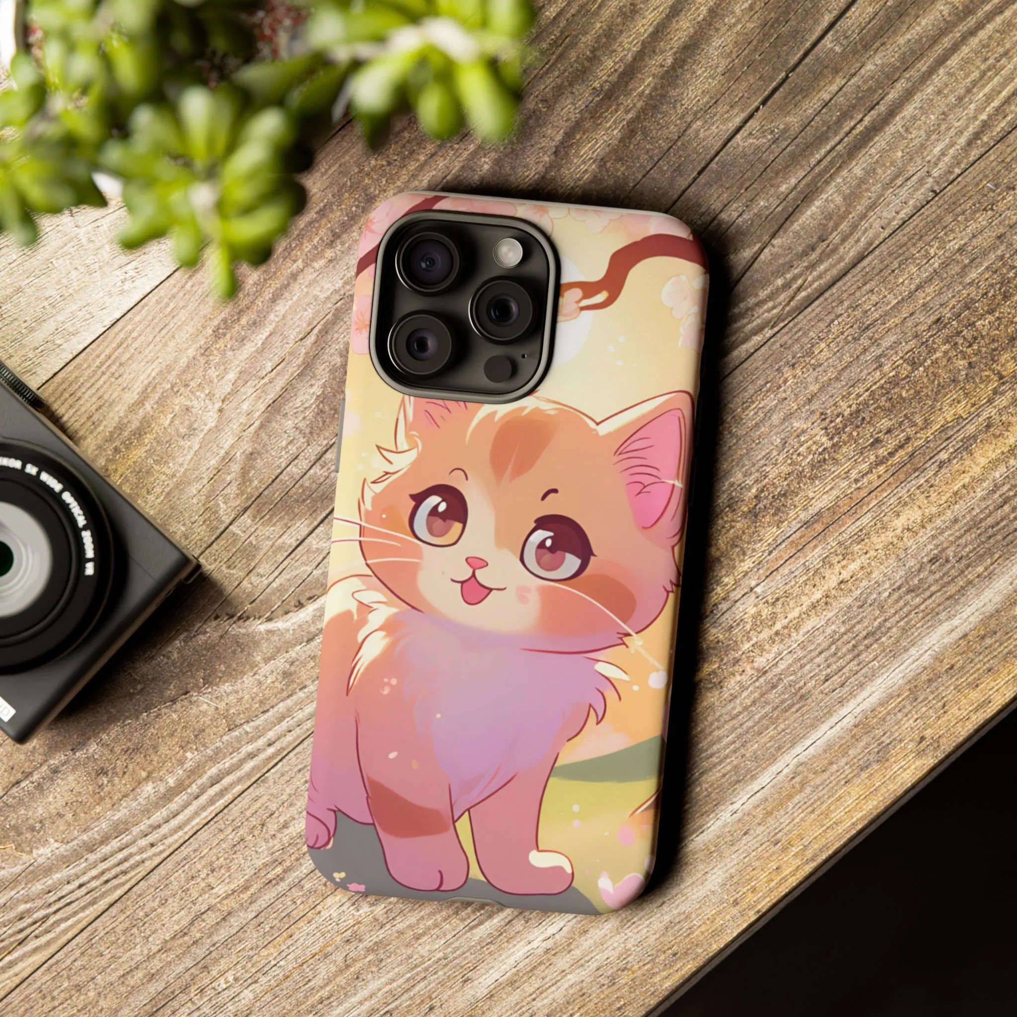 Cute Cat Tough Phone Case - Kawaii Design for Animal Lovers