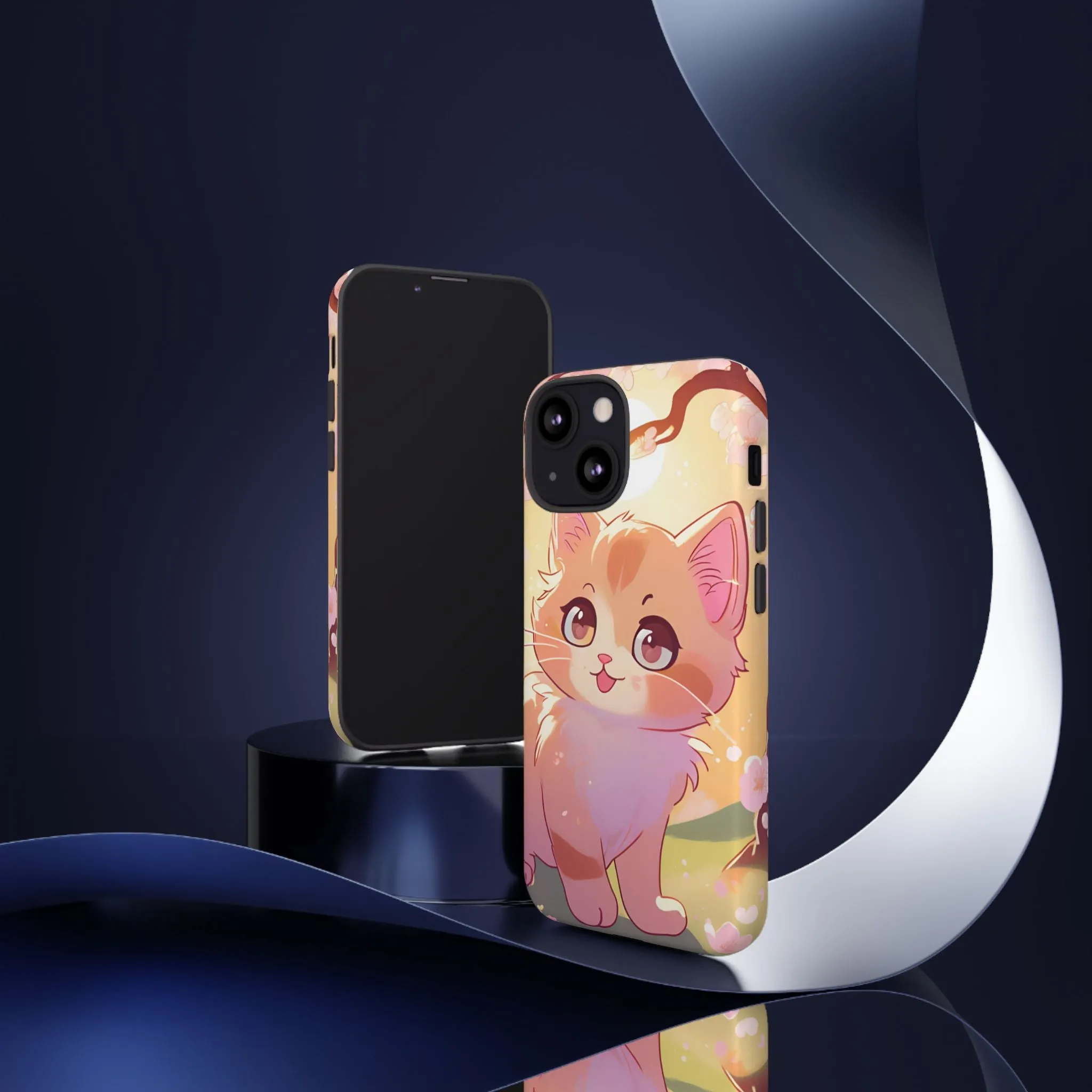 Cute Cat Tough Phone Case - Kawaii Design for Animal Lovers