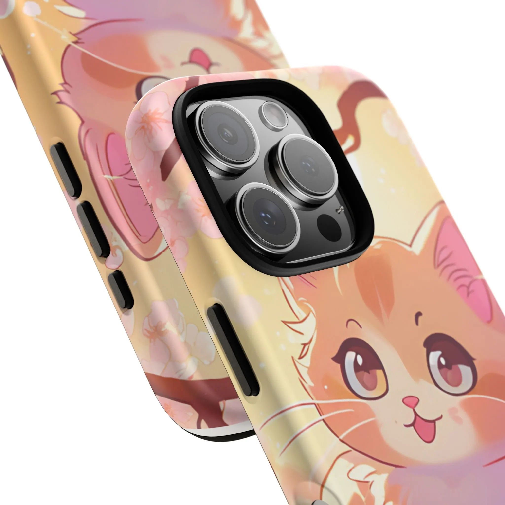 Cute Cat Tough Phone Case - Kawaii Design for Animal Lovers