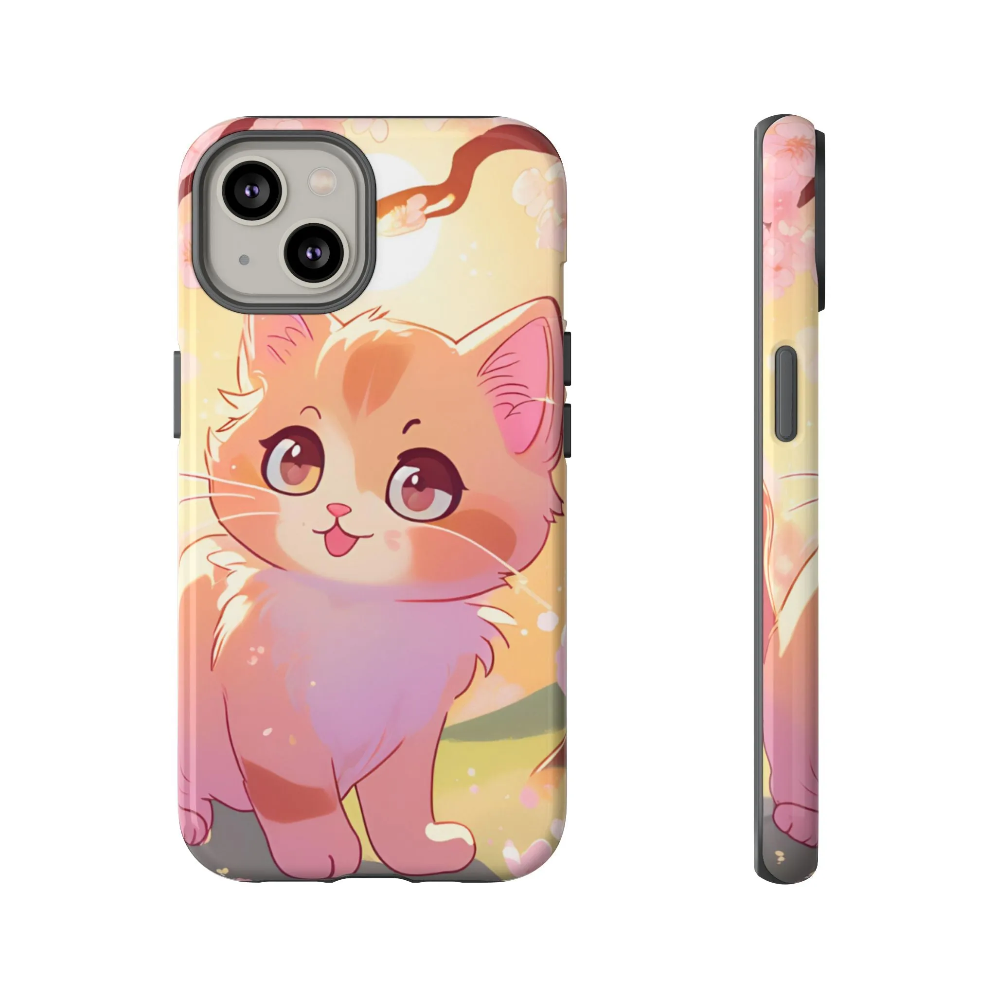 Cute Cat Tough Phone Case - Kawaii Design for Animal Lovers